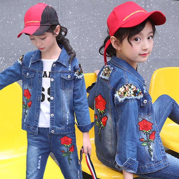 Girl Suit 2019 Autumn Girl Cowboy Suit In Will Child Leisure Time Motion Twinset