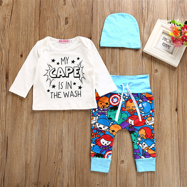 Newborn Baby Clothing Sets Baby Clothes Cape Daddy Mommy's Little T-shirt+Pants+Hat 3pcs for One Set Boys & Girl's Outfits