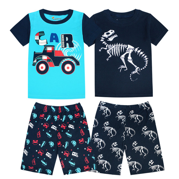 TINOLULING Children Clothes Kids Cars Clothing Sets Sport Wear Boys Suits Sleepwear Dinosaur Nightwear Baby Girl Pajamas Pijamas 2 Pcs/ Lot