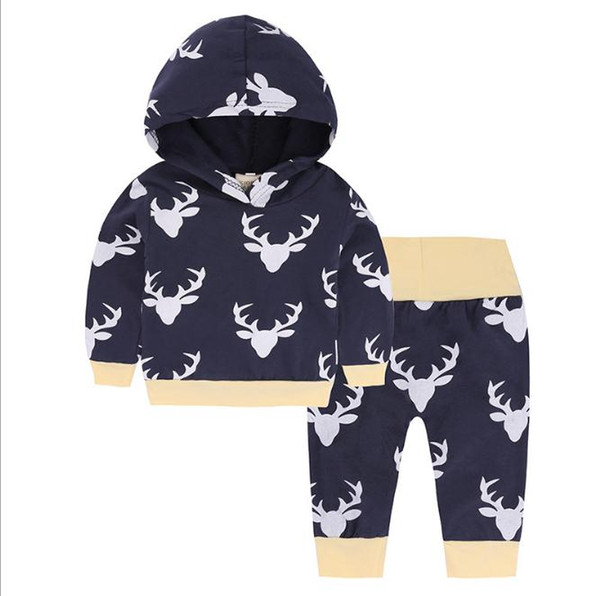 Infant Clothes Baby Clothing Sets Baby Boys Christmas deer Hoodie Tops Long Pants 2Pcs Girls Clothes Outfits Set