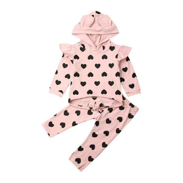 Toddler Girl Clothes 2019 Infant Baby Girl Kid Tops Love Hooded Pullover + Trousers 2pcs Outfit Clothes Sets