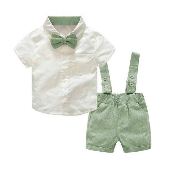 Baby Boy Clothing Set 2018 New Summer Infant Boys Clothes Tie Shirts+Overalls 2PCS Outfit Sets Bebes Gentlemen Suit