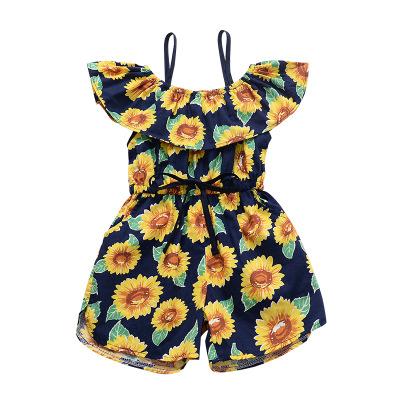 2019 H1098 New Autumn Baby Girl Clothes Set Cotton sunflower print onepiece pants Infant Clothes Newborn Baby dot print Clothing Set