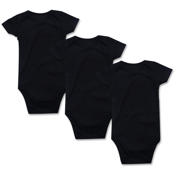 3 Pcs Bodysuits For Newborns Unisex Baby 100% Cotton Plain Black Bodysuits Short Sleeve Infant Summer Clothing Set Outfit 0-24m Y19061201