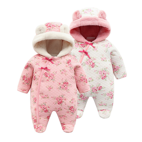 New Born Baby Girl Winter Clothes 6m Cute Set Romper Baby Fleece Winter Thick Warm Baby Rompers Newborn Cotton Coveralls 3 Month J190524