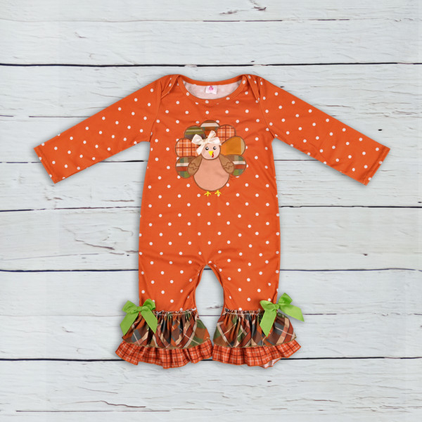 Thanksgiving Days Infant Clothing Baby Outfit Turkey Pattern Fall Jumpsuits Newborn Cotton Girl Boutique Clothing GPF807-207 Y18102008