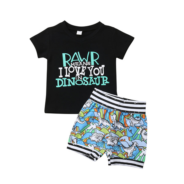 Toddler Baby Boy 2PCS Clothes Dinosaur Tops Shorts Outfits Kids Clothes 0-4Y