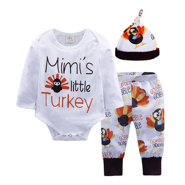 Infant Baby Girls Clothes 2019 Boys Long Sleeve letter Romper Pants Turkey New year Jumpsuit Outfit