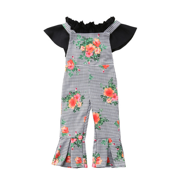 New Arrival Casual Fashion Summer 2PCS Toddler Kids Baby Girls Clothes Outfits Tops +Floral Printing Pants Set