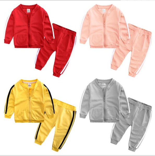 Baby girl clothes cotton long sleeve solid zipper jacket+pants 2pcs bebes tracksuit baby boy clothing set