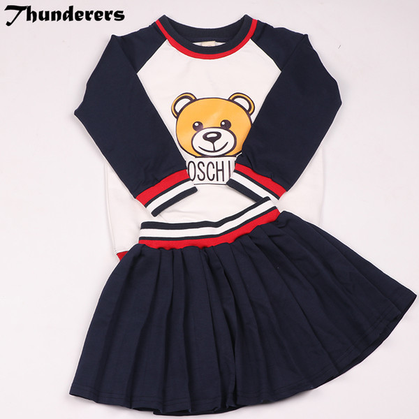 2018 Summer children clothes sets Bear Set Brother and sister Long&short style Long and short sleeves short skirt cute sets Y18102407