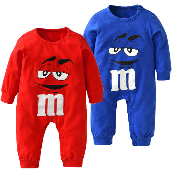 Newborn Baby Boys Girls Clothes Cartoon M beans 100% Cotton Long Sleeve Jumpsuits Toddler Casual Baby Clothing Sets