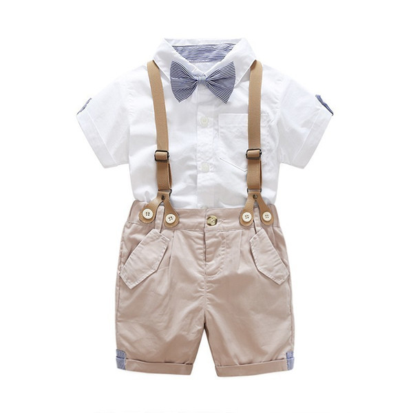 2019 Kids Clothes Baby Boys Children Toddler Shirt Braces 2Pcs/Set Trousers Clothes Outfits Summer Infant Leisure Gentleman Suit