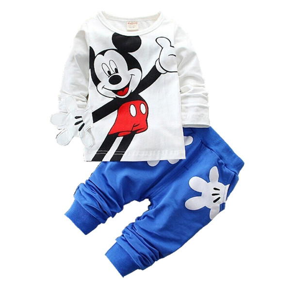 2019 Fashion Brand Autumn Children Boy Girl Clothing Sets Baby Cotton Cute Mouse T-shirt Pants 2pcs Clothes Toddler Tracksuit