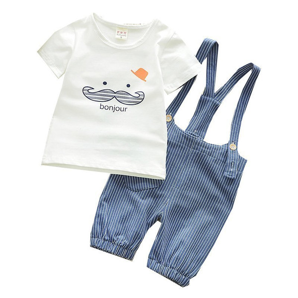 Children Casual Cute Beard T Shirt Stripe Shorts 2Pcs/Set Summer Baby Girls Boys Fashion Clothes Infant Cotton Tracksuits