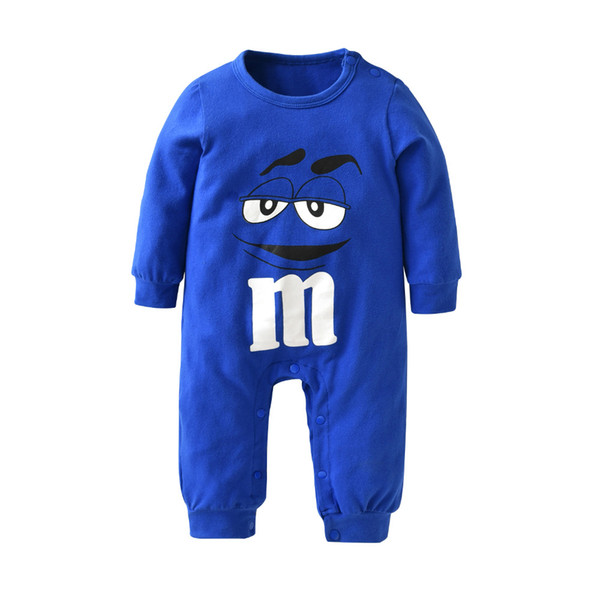 2018 New fashion baby boys girls clothes newborn blue and red Long sleeve Cartoon printing Jumpsuit Infant clothing set