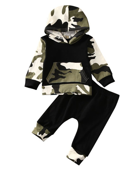 2pcs!! Hot Sale Infant Clothes Baby Clothing Sets Baby Boys Camouflage Camo Hoodie Tops Long Pants 2Pcs Outfits Set Clothes