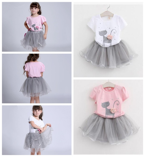 Baby Girls Summer Outfits Mouse Clothes Set Kids T-shirt Tops +shorts pants / dress Tutu Skirt children suit kids summer clothes KKA6560