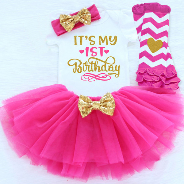 Newborn Baby Girl First 1st 1/2 2nd Birthday Party Outfits Fluffy Tutu Little Baby Clothing Romper+Skirt+Headband Sets Suits