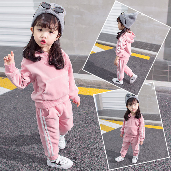 good quality 2019 Spring Autumn Baby Girl Clothes Long Sleeve Hoodies +Pant 2 Pcs Baby Clothes Sport Suit Kids Outfits Clothes Sets