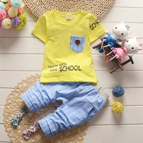 good quality Infant Summer Baby Boy Clothing Set Children Tops + Short Pants Outfits Set 2pcs Sport Suit Baby Boy Clothes Newborn