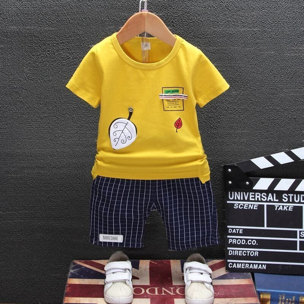 Baby Boys Girl 2019 New Summer Infant Clothing Cartoon Leaf Print T Shirt Shorts 2Pcs/sets Clothes Kids Tracksuit For 0-4 Years