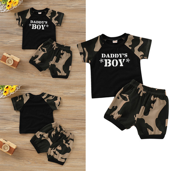 HOT Toddler Kids Boy Clothes Outfits Sets Short DADDY'S BOY Letter T-Shirt Pants