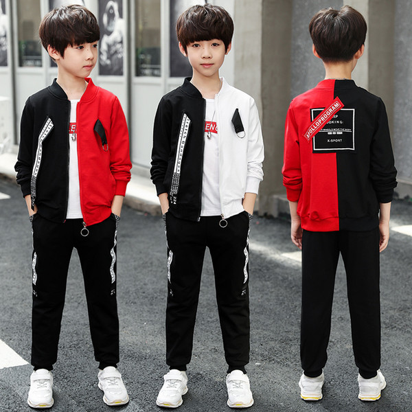 Children's Clothing Boy Suit 2019 New Autumn Girl Sports Suit Children's Spring Three-piece Jacket + T-shirt + Pants Tide