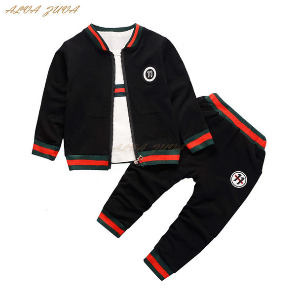 Hot sale ! 2018 Children Kids Tracksuit Fashion Clothes Baby Boys Coat T-Shirt Pants 3 Pieces Suit Bebes Clothing Sets Cyy268 Y18102408