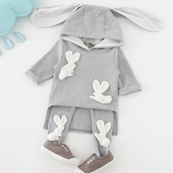 Spring 2019 Baby Girl Clothes Cartoon rabbit Infant Hoodies Coat+Pants Cotton Two-Piece Long Sleeve Outfit Suit girls Clothing