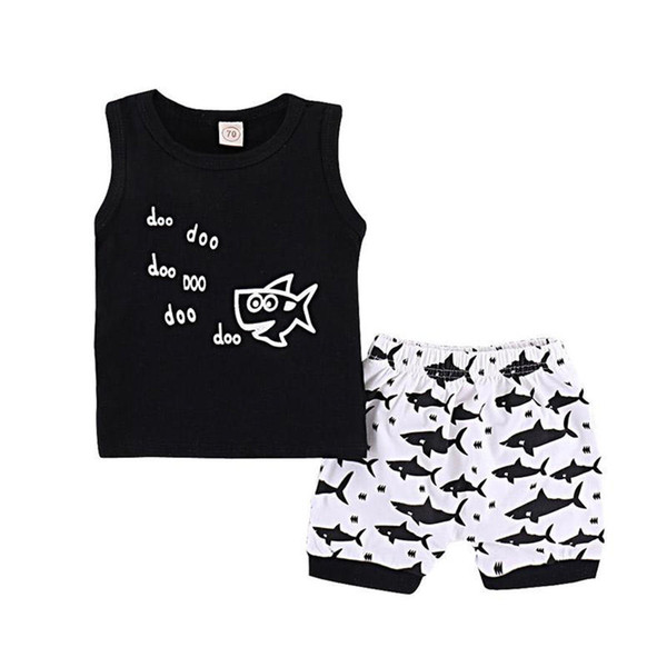 Kids Clothing Sets Summer Baby Clothes Cartoon Fish Shark Print for Boys Outfits Toddler Fashion T-shirt Shorts Children Suits