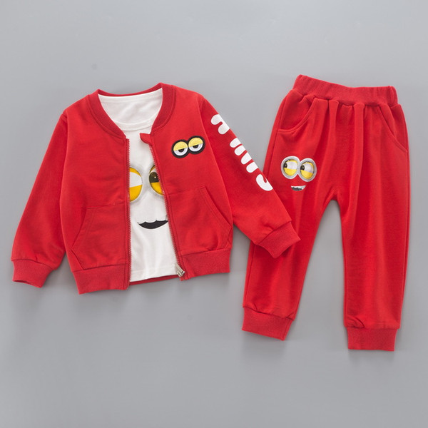 New Children Clothes Sets Autumn Wear Baby Girls Boys Suits Cartoon Kids Coats T Shirt Pants 3 Pcs Casual Suits Infant Newborn Clothes