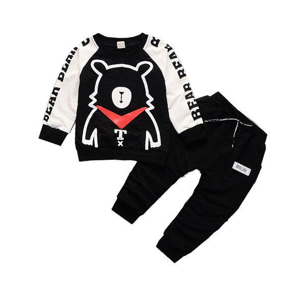 2019 Fashion Spring Autumn Children Boys Girls Clothing Sets Baby Cartoon Bear T-shirt Pants 2Pcs/Sets Kids Cotton Tracksuits