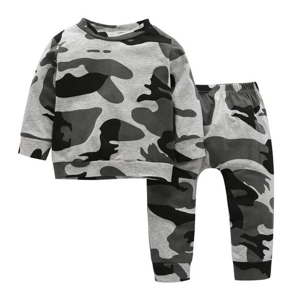 BibiCoal autumn new baby boy clothes newborn casual clothing sets camouflage long sleeve tops+pants 2pcs sets infant casual suit