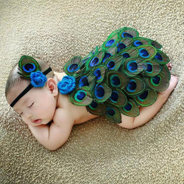 Newborn photography Children's peacock flower photography costumes studio Baby peacock prop peacock suits