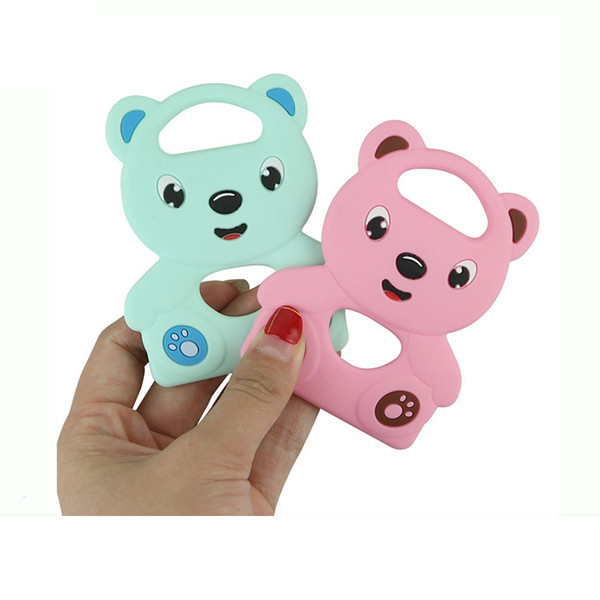 Teddy Bear Shape Baby Silicone Teether BPA Free Baby Teething Toys Kids Shower Gift Baby Dental Care Pendants Sensory Toy