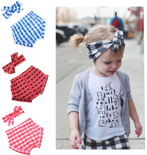 New Kids Bloomers Shorts + Headband 2pcs/Set Baby Cute Clothing Set Panties hairband boys Girls Clothing