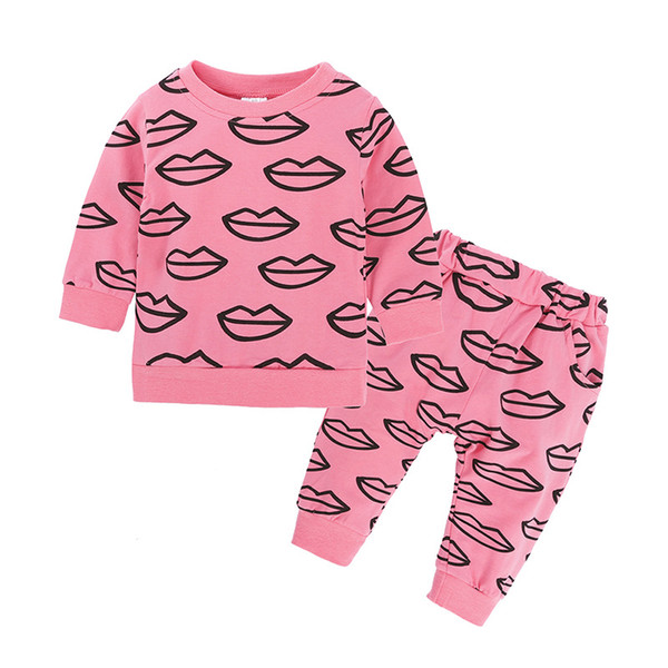 Children clothes 2017 autumn kids longs sleeve suit cartoon pattern baby top+pants 2 pcs good quality