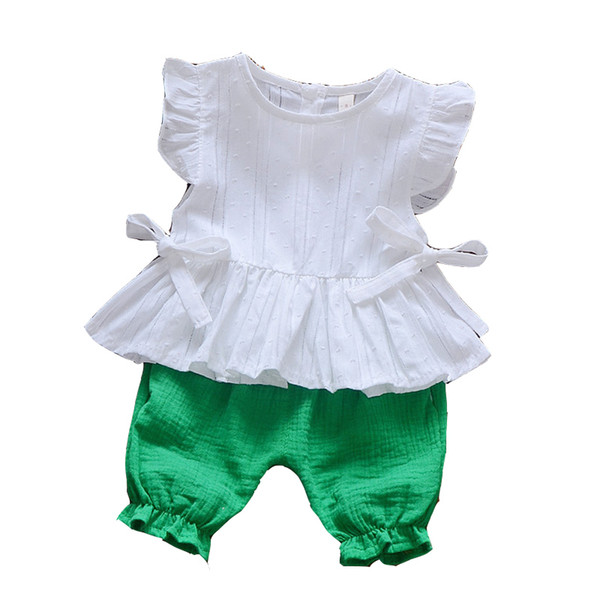 Summer Baby Girls Clothing Sets Children Lace T-Shirt Shorts Infant 2019 New Suits Comfortable Cotton Kids Casual Tracksuits