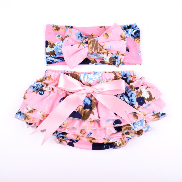 Wholesale Baby Girl Tutu Skirt Shorts and Flower Print Headband Sets Newborn Photography Props Baby Birthday Christmas Gift