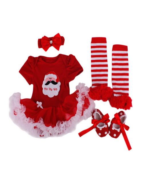 girls red christmas dress Children Clothes Baby Climb Santa Claus Suit Rompers Dress Set Newborn Children Cartoon Short Skirt