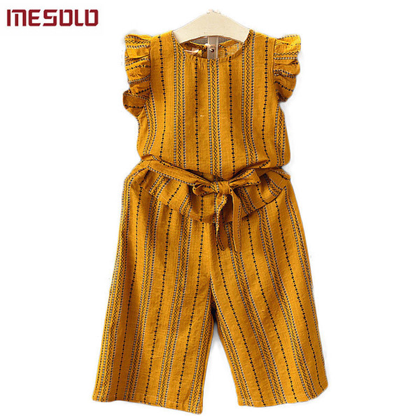 good quality 2019 children in summer new fashion girls two piece suit Y1923 stripe coat pants