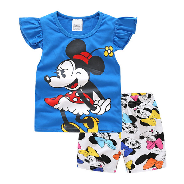 Baby Girls Clothing Sets Boutique Clothes Summer Kids Mouse T-shirt + Shorts Toddler 2 Piece Set Sport Suit for Girl2 4 6 Years