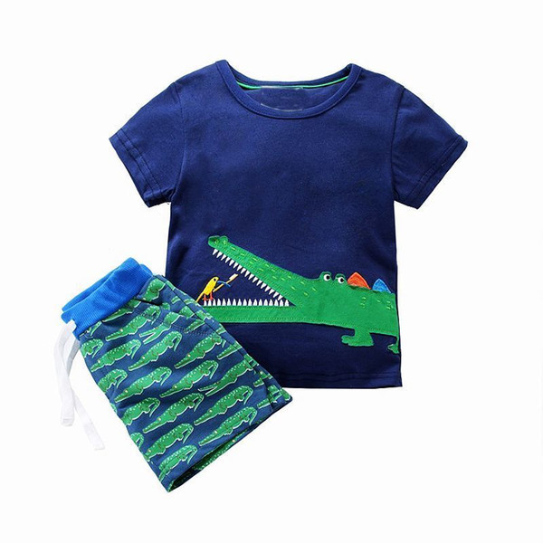 Boys Clothes Summer Children Clothing Sets Kids Costume 2019 Brand Baby Boys Set Animal Applique Tops+Shorts Toddler Tracksuits