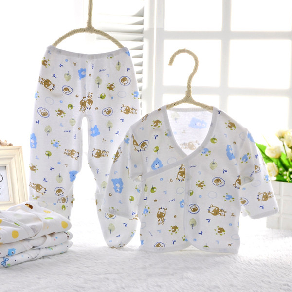 Wholesale cotton newborn baby clothes set infant girls boys soft clothing 2 pieces set 0-3 Months 2 styles