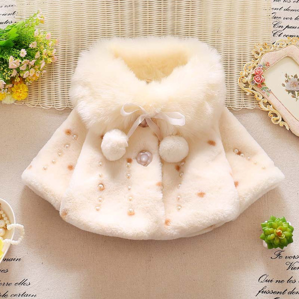 New girls fur cape coral fleece rabbit ears with hood jacket cute hair ball winter furry99910c4