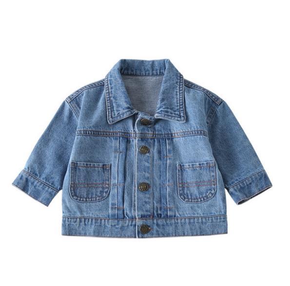 Girls Boys Kids Fall Jean Jacket Coat Fashion Children's Baby Denim Outwear Spring Autumn Cotton Cartoon Printed Clothing white blue