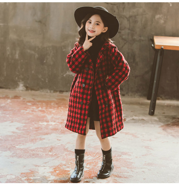 2019 Girl Kids plaid coat cotton padded thick warm hoodies coats jackets children winter clothing