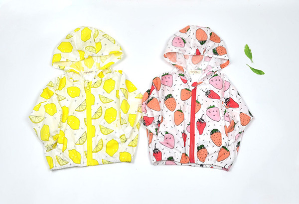 Spring and summer new zipper cardigan for children suntan coat boy girl baby fruit series thin type hoodie coat