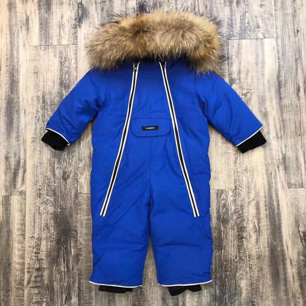 Russia Baby Snowsuits kids jumpsuit hold boy Warm natural fur down jacket kids clothes Rompers kids coat toddler boy clothes 64